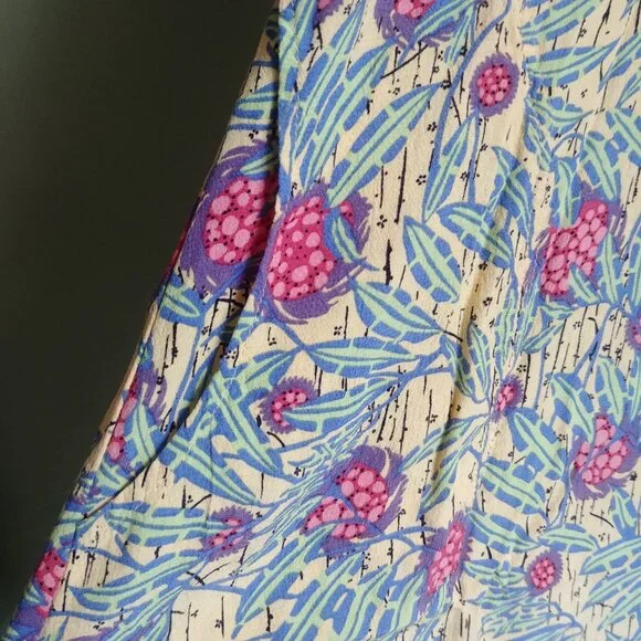 Flax Large yellow sleeveless dress with pink and green - Picture 6 of 12